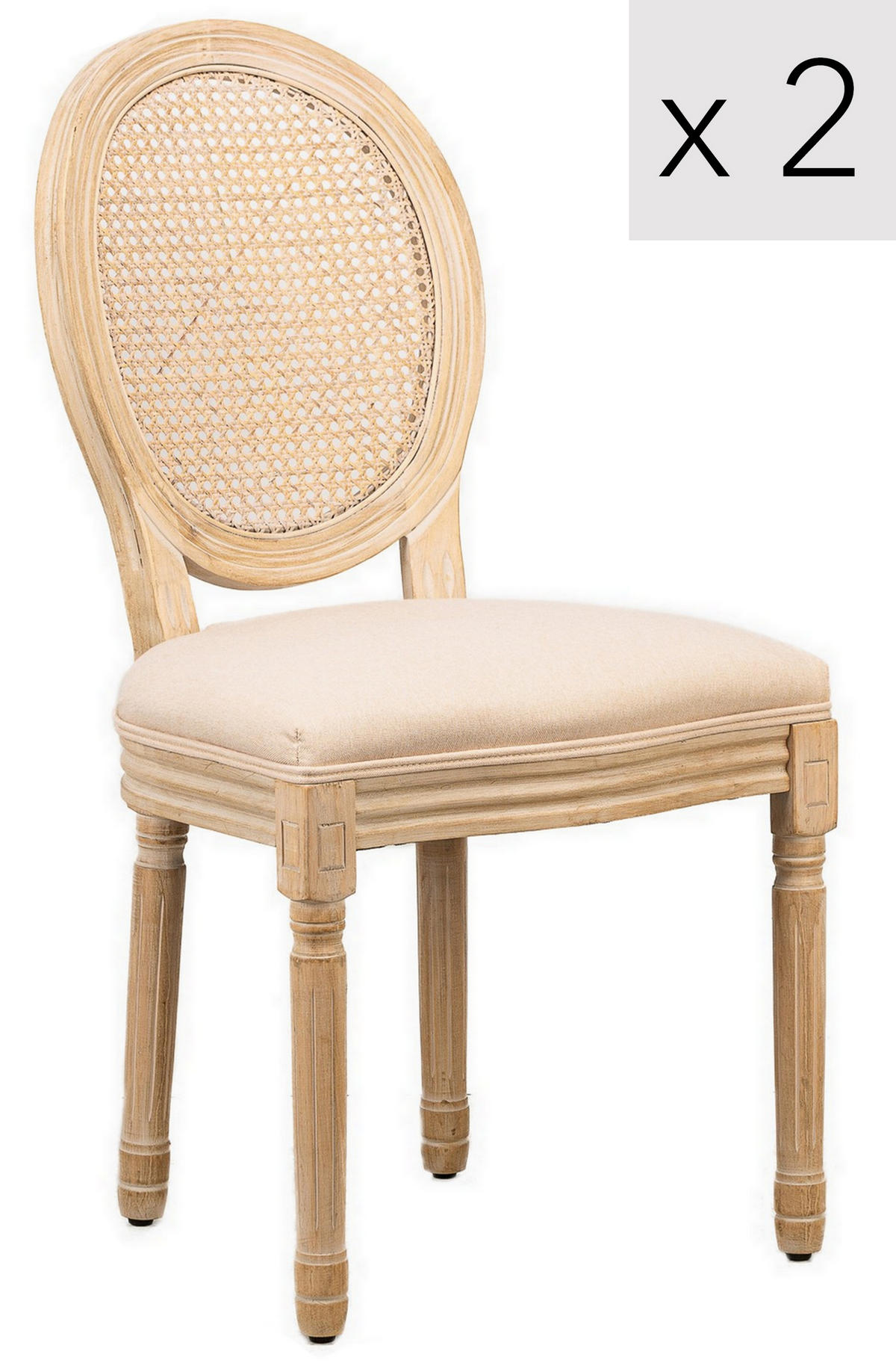 STUHL 2er-Set Holz Beige - Beige, Holz (50/95/58cm) - Nordlys