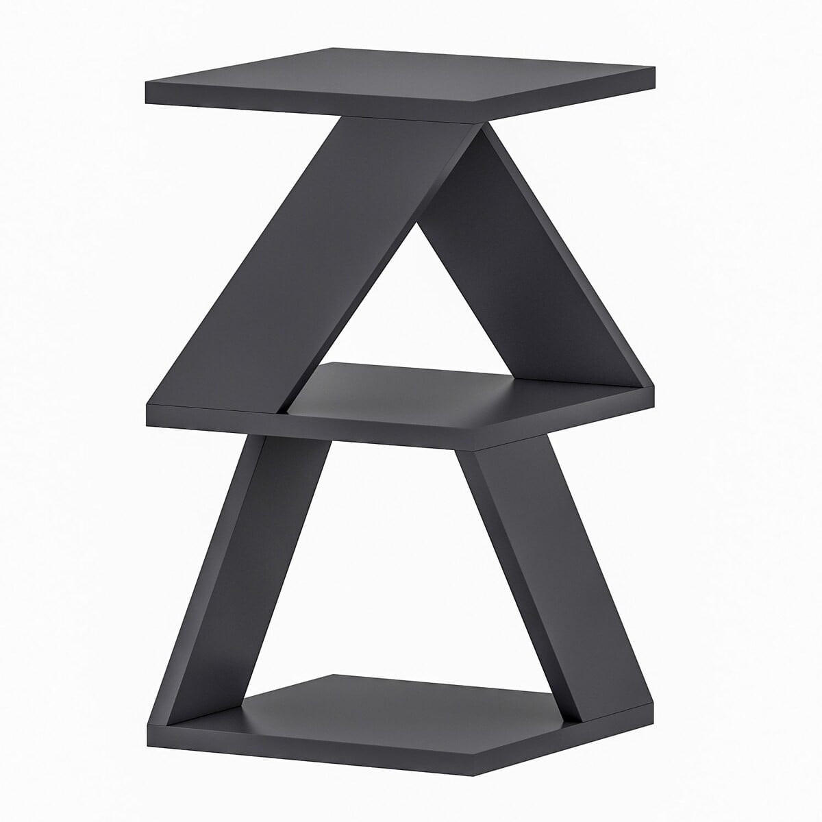 3PATROVÝ odkládací stolek V50 cm - ALBENI - antracitová, kompozitní dřevo (73.3/30/50cm) - Calicosy