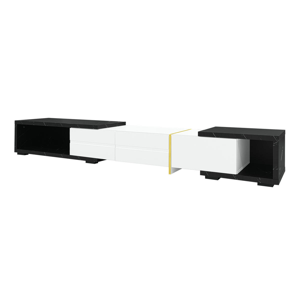LOWBOARD 140/260 cm in Weiß/Schwarz aus MDF und Spanplatte drehbar - Weiß, Holzwerkstoff (40/30/260cm) - OKMYHOME