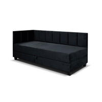 BOXBETT Kinderbett Eryk 80x200 cm mit Matratze und Bettkasten, links, schwarz - Schwarz, Kunststoff (80/200cm) - Margaret Hadas24