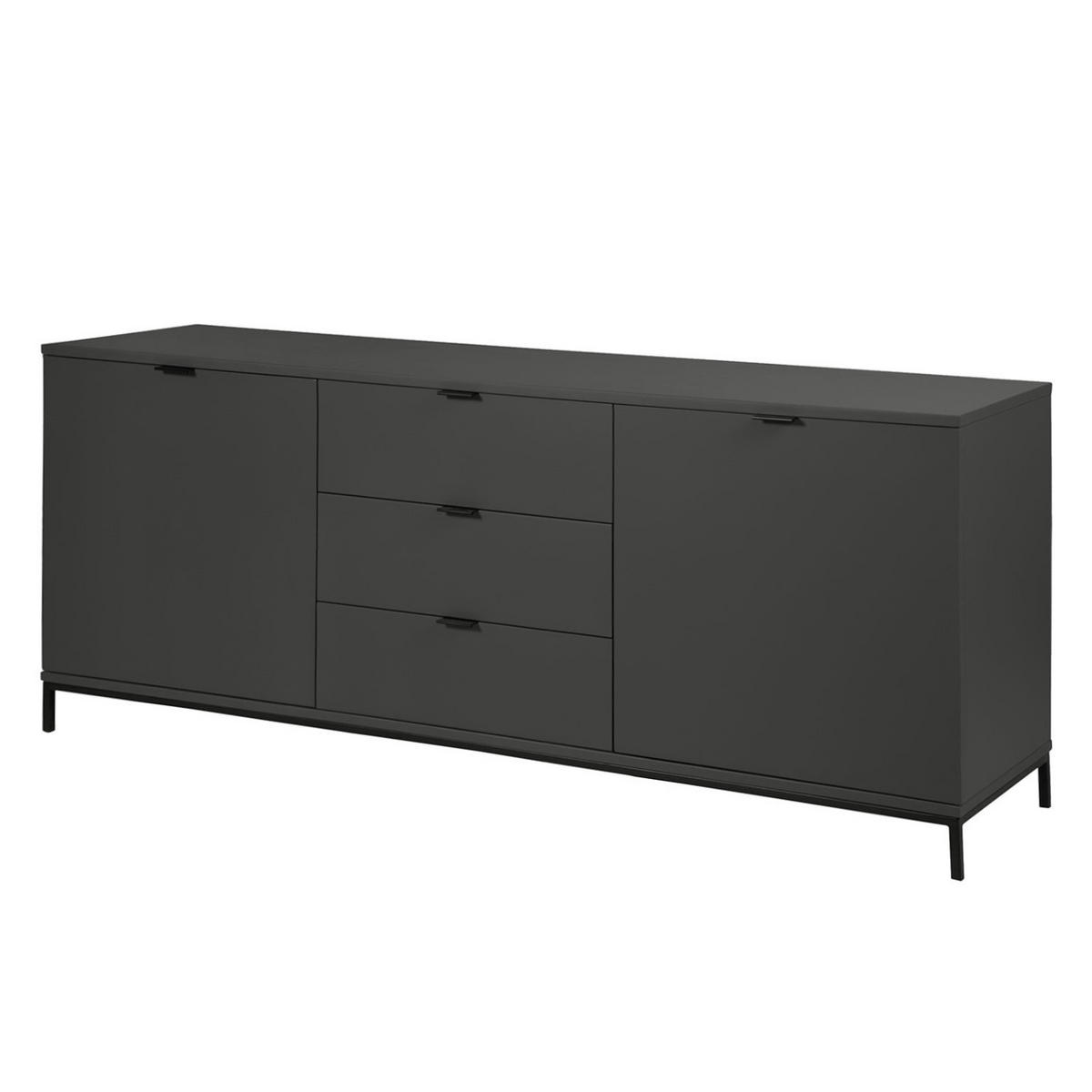 SIDEBOARD - Dunkelgrau, 180 cm - Dunkelgrau/Schwarz, Holzwerkstoff (180/74/40cm) - home24