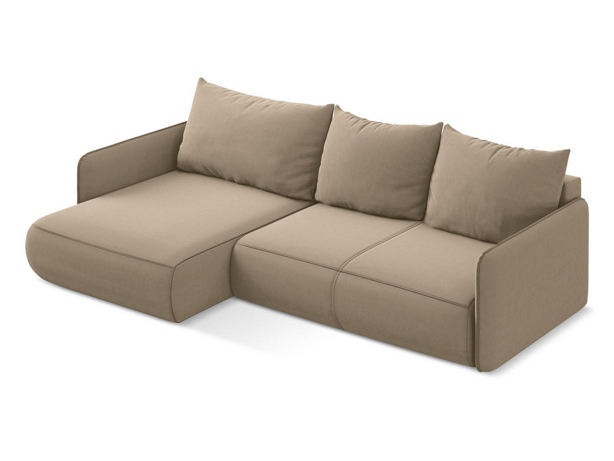 ECKSOFA mit Schlaffunktion Chenille Stoff Grau - Silberfarben/Schwarz, Kunststoff/Textil (207/148cm) - Makamii