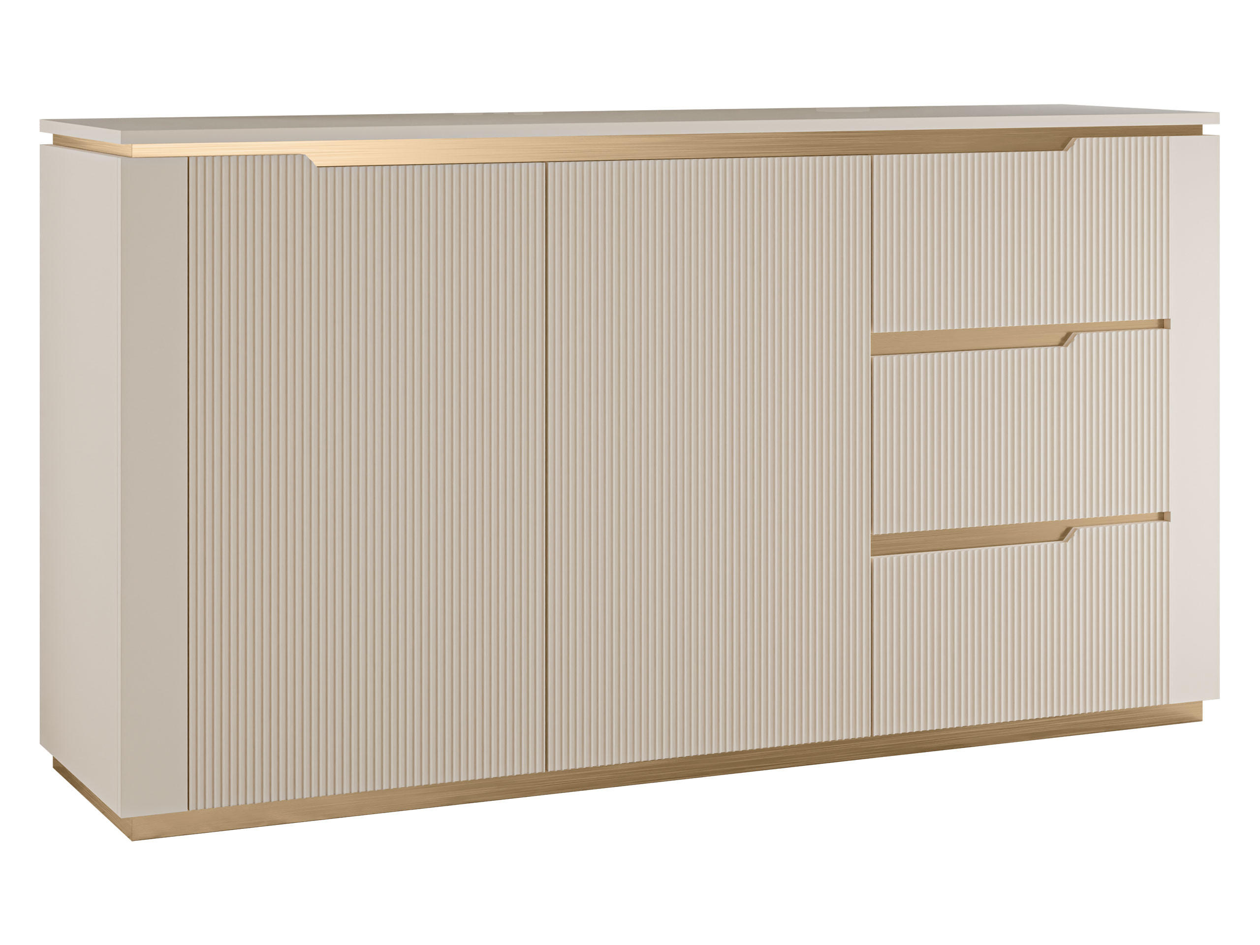 SIDEBOARD Hilafin 2D3S - Sandfarben/Goldfarben, Holzwerkstoff/Kunststoff (153/84/40cm) - MIRJAN24