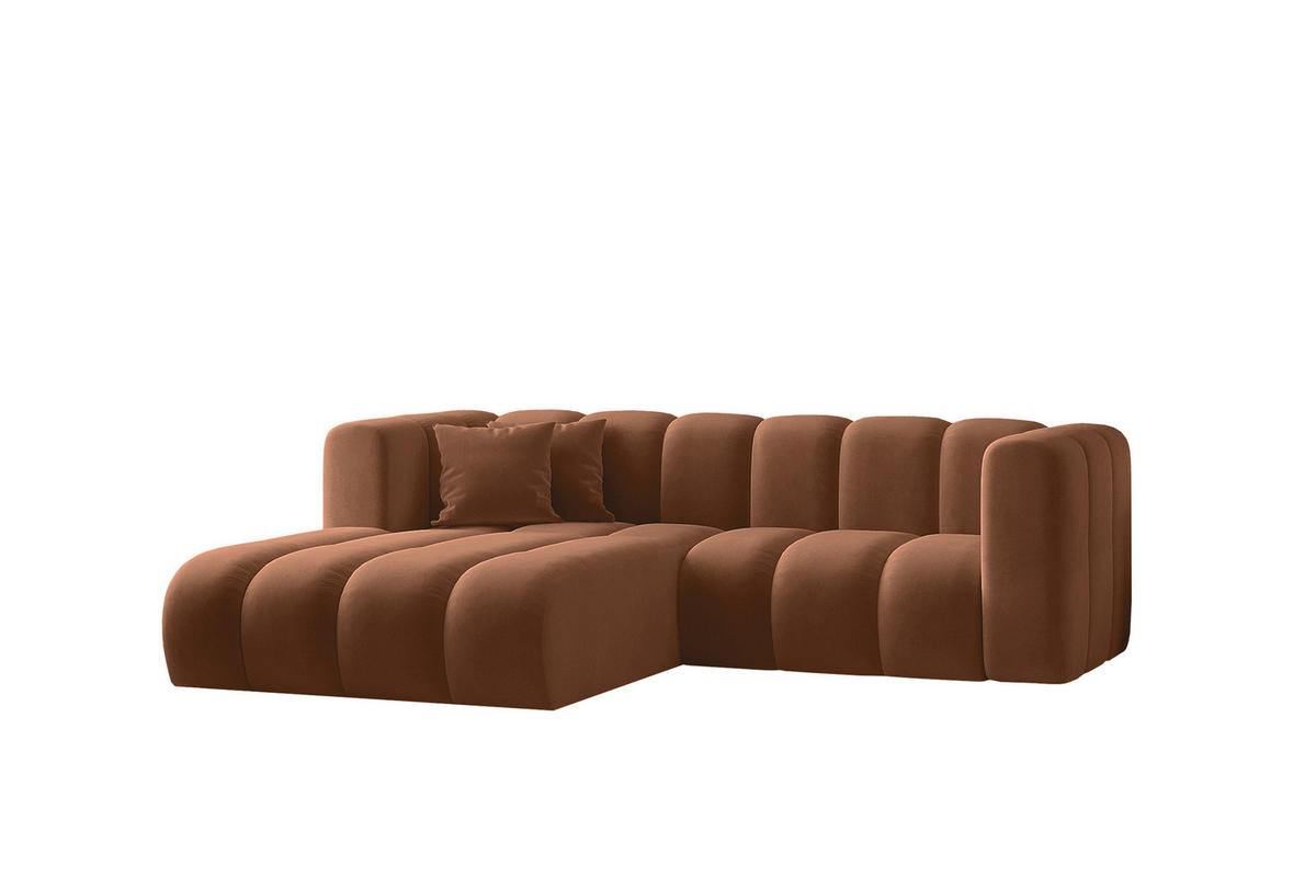 ECKSOFA L-from, Sofa Grand modular stoff Salvador Braun Links - Braun, Holz (179/227cm) - Kaiser Möbel