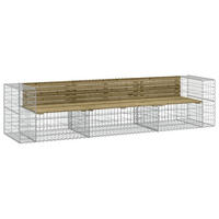 GARTENBANK Gabionen INO 287x71x65,5 cm Kiefernholz Braun - Silberfarben, Metall (287/65.5/71cm) - DELUKE