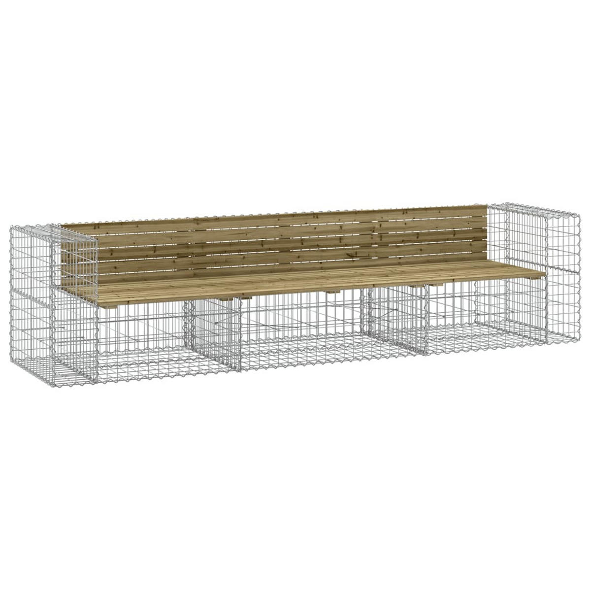 GARTENBANK Gabionen INO 287x71x65,5 cm Kiefernholz Braun - Silberfarben, Metall (287/65.5/71cm) - DELUKE