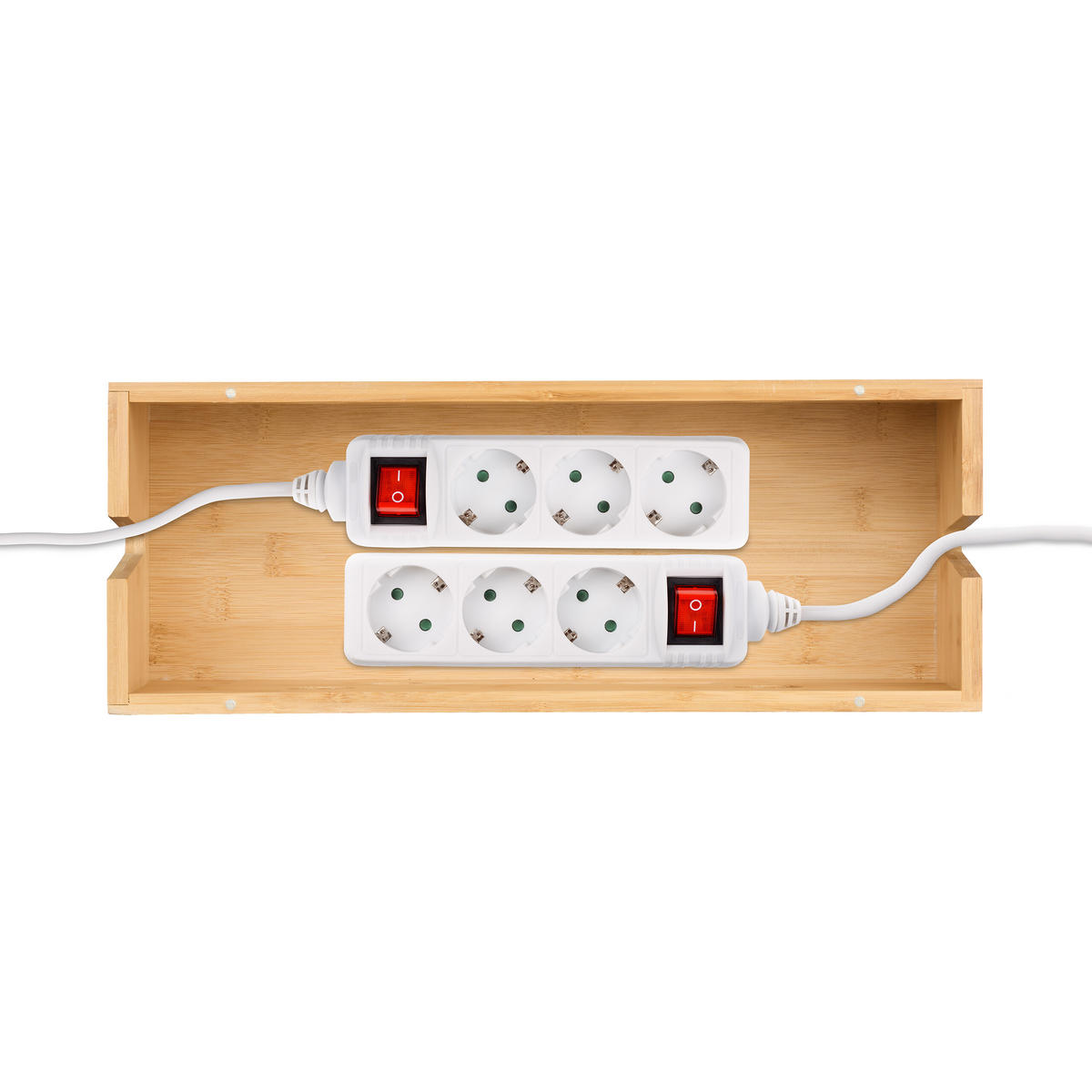 KABELBOX - Hellbraun, Holz (16/42/15.5cm) - Relaxdays