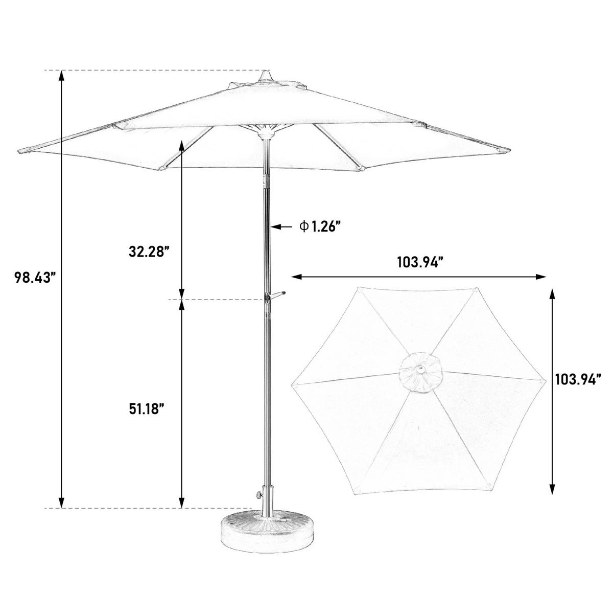 DOPPEL-SONNENSCHIRM aus Polyester 264x264x250 cm in Dunkelblau mit Kurbel & Neigefunktion - Dunkelblau, Metall (264/264cm) - Modfu