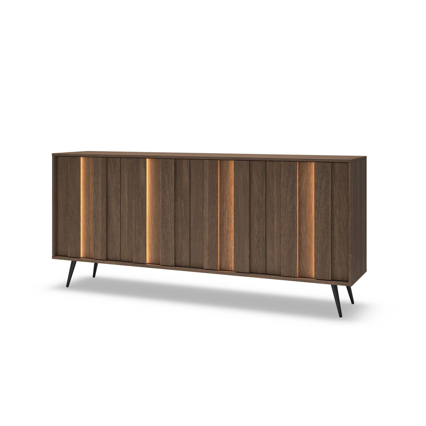 SIDEBOARD FARO, mit LED, Breites Kommode - Eichefarben, Holzwerkstoff (183/83/40cm) - Bettso