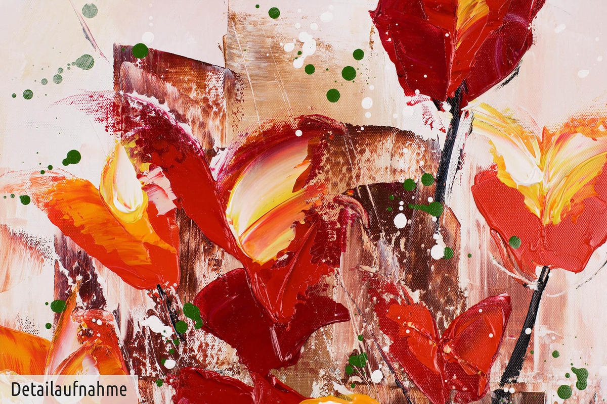 ACRYLBILD HANDGEMALT 60/80 cm - Rot, Holz/Textil (1.34/80cm) - KUNSTLOFT