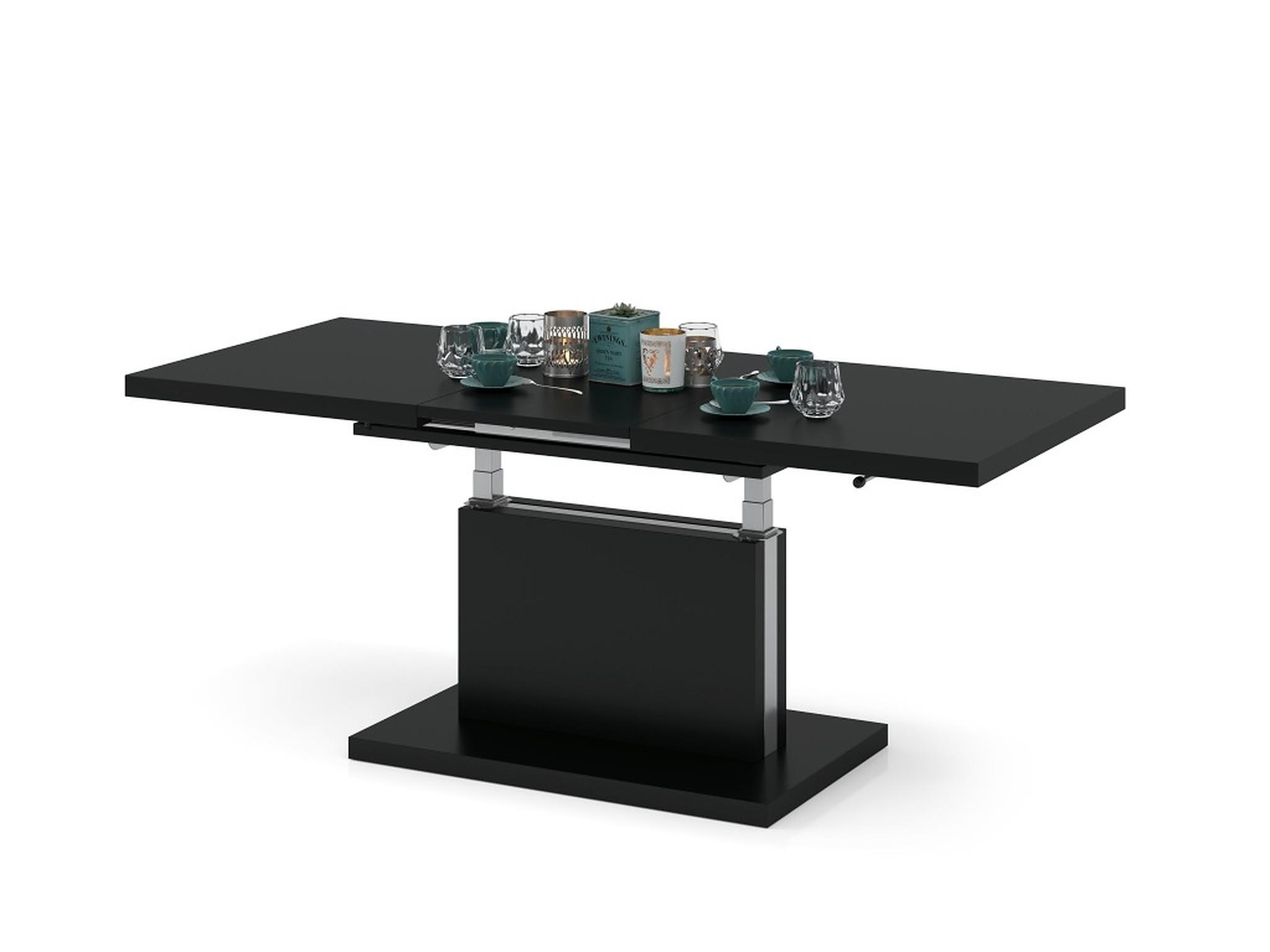 COUCHTISCH rechteckig Schwarz matt ausziehbar höhenverstellbar - Schwarz, Holzwerkstoff (80/120/56cm) - designimpex
