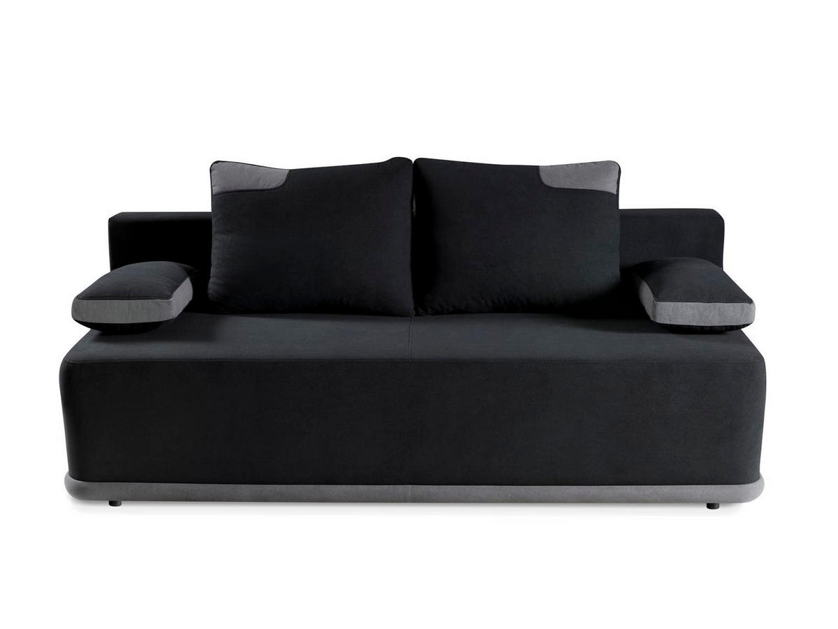 SOFA Blackers Schwarz, mit Schlaffunktion und Bettkasten - Schwarz, Holzwerkstoff (200/93/98cm)