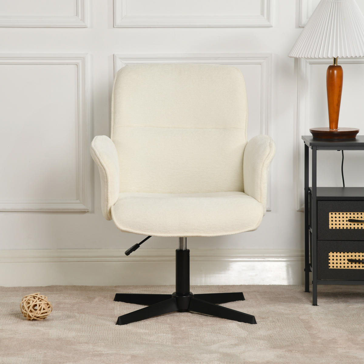 DREHSTUHL Beige Schwarz - Beige/Weiß, Metall (59.5/93/61.5cm) - Urban Meuble