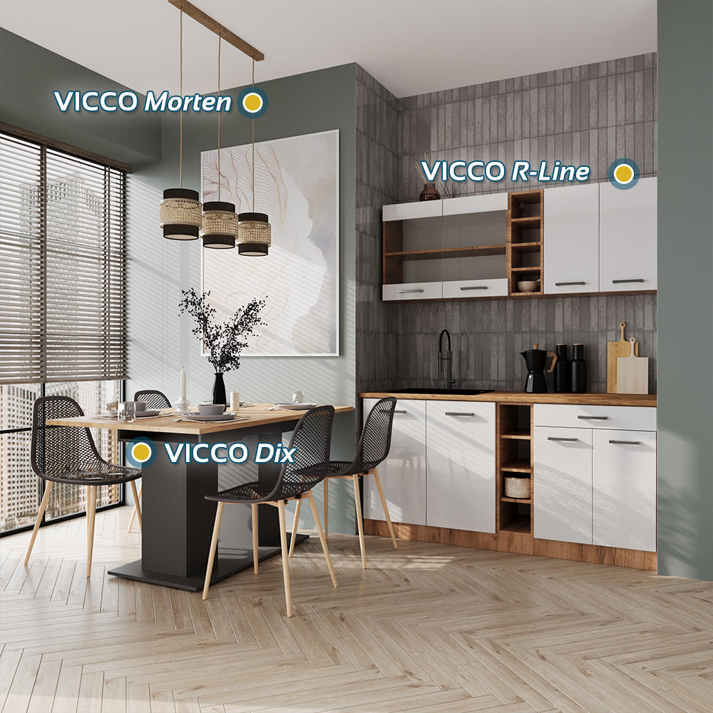 ESSTISCH Dix Weiß 140 x 90 cm - Weiß, Holzwerkstoff (90/140/76cm) - Vicco