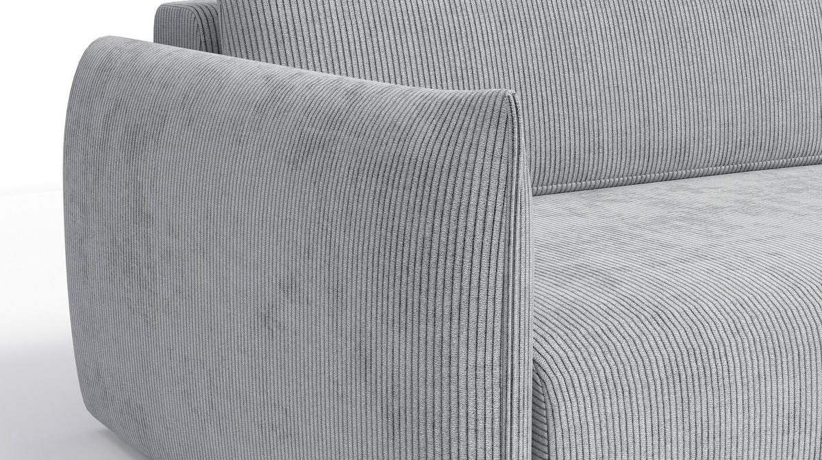 ECKSOFA TAUER 3-Sitzer links, hellgrau - Hellgrau/Schwarz, Holz/Textil (248/173cm) - Courtois Laville