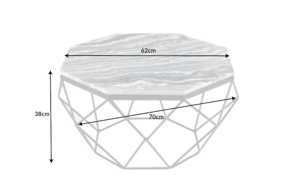 COUCHTISCH DIAMOND Marmor rechteckig Grau 70cm - Grau, Stein/Metall (70/70/38cm) - riess-ambiente