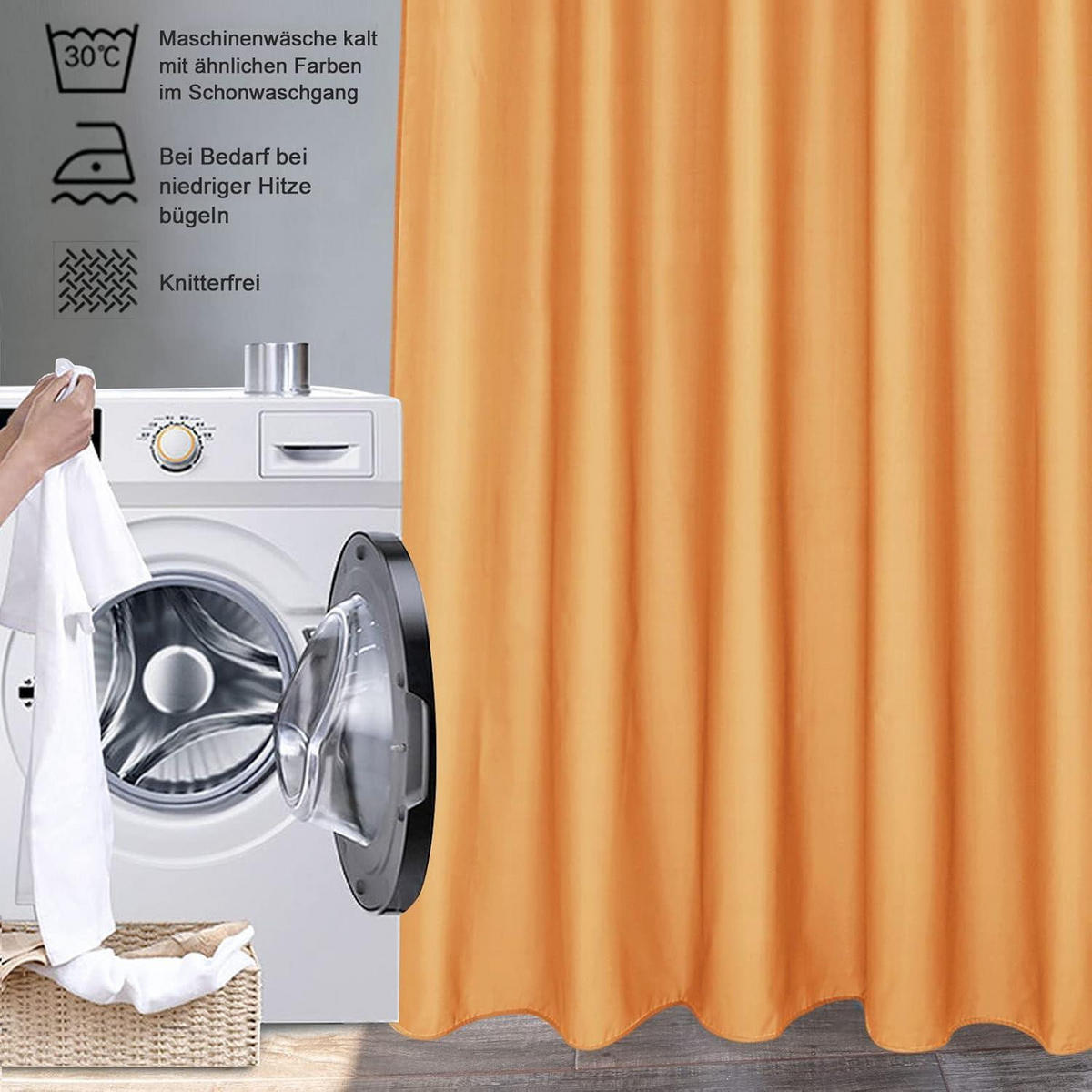DUSCHVORHANG Orange 120 x 200 cm Wasserdicht Textil - Orange, Textil (120/200cm)
