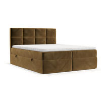BOXBETT Oris 140/200 cm Honiggelb im Kronos Stoff - Schwarz/Honig, Holz/Holzwerkstoff (140/200cm) - AltaBeds