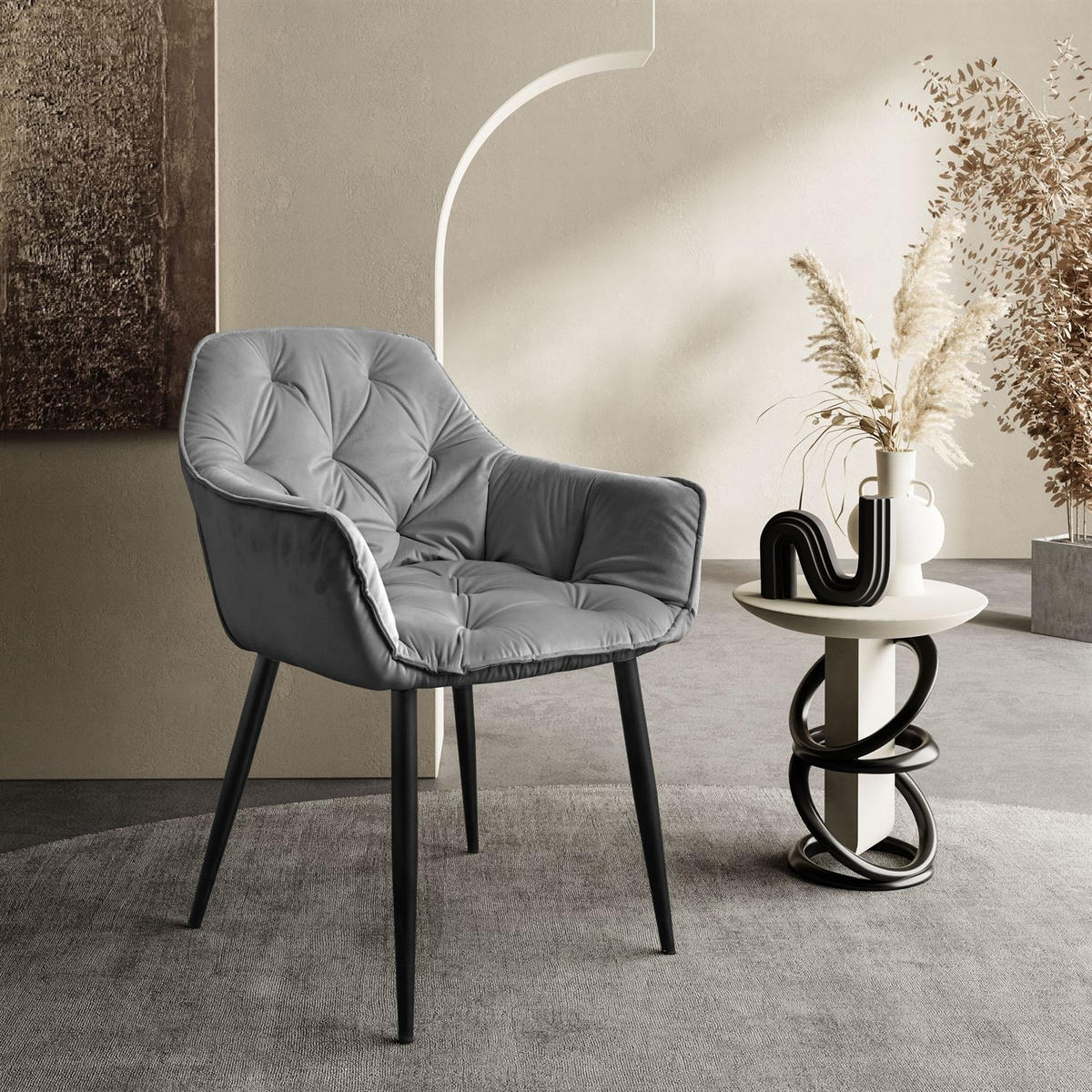 ARMLEHNENSTUHL TOKIO - Schwarz/Grau, Textil (60/96/46cm) - Lookway