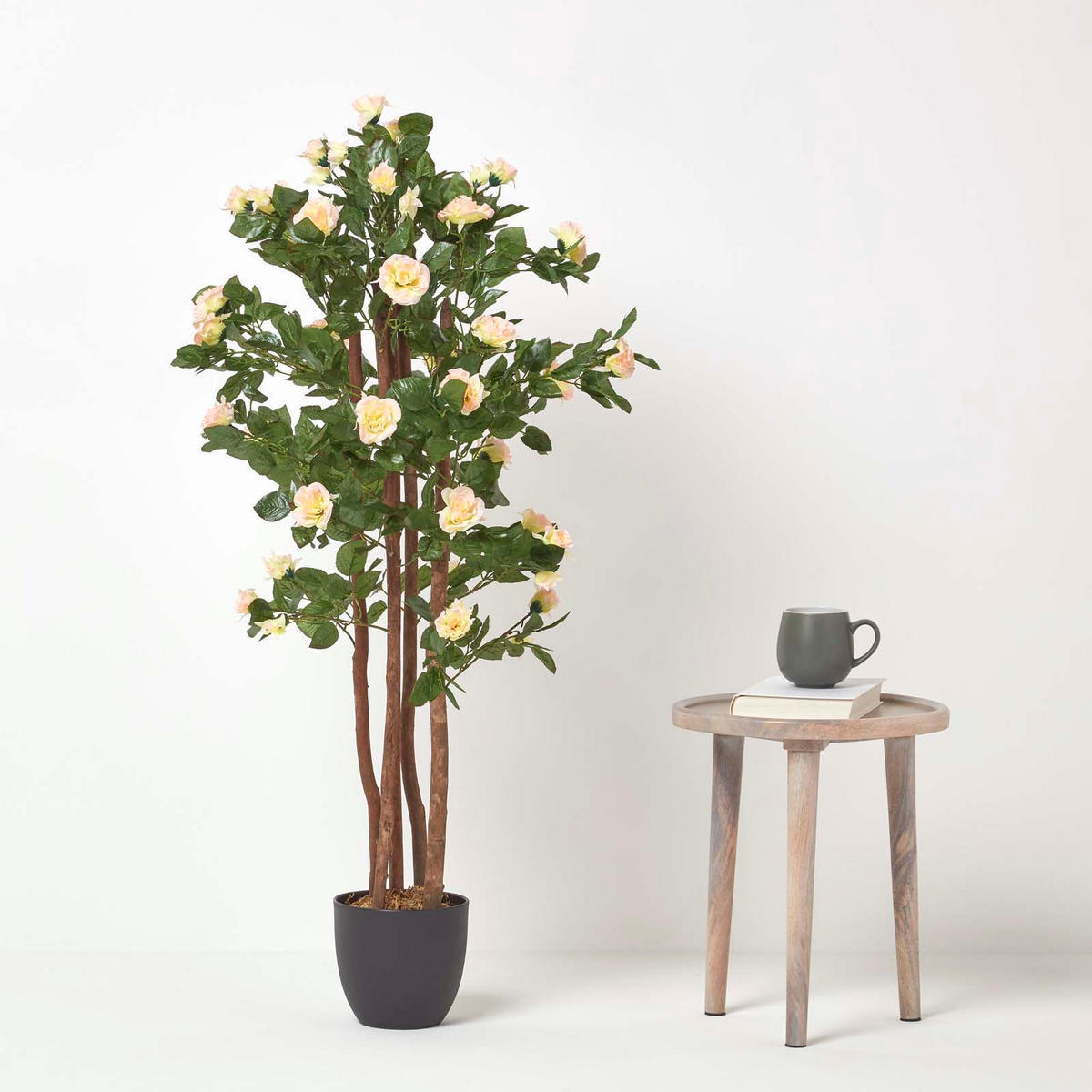KUNSTBAUM Rosenstock rosé-apricot, 122 cm - Rosa, Kunststoff (122cm) - Homescapes