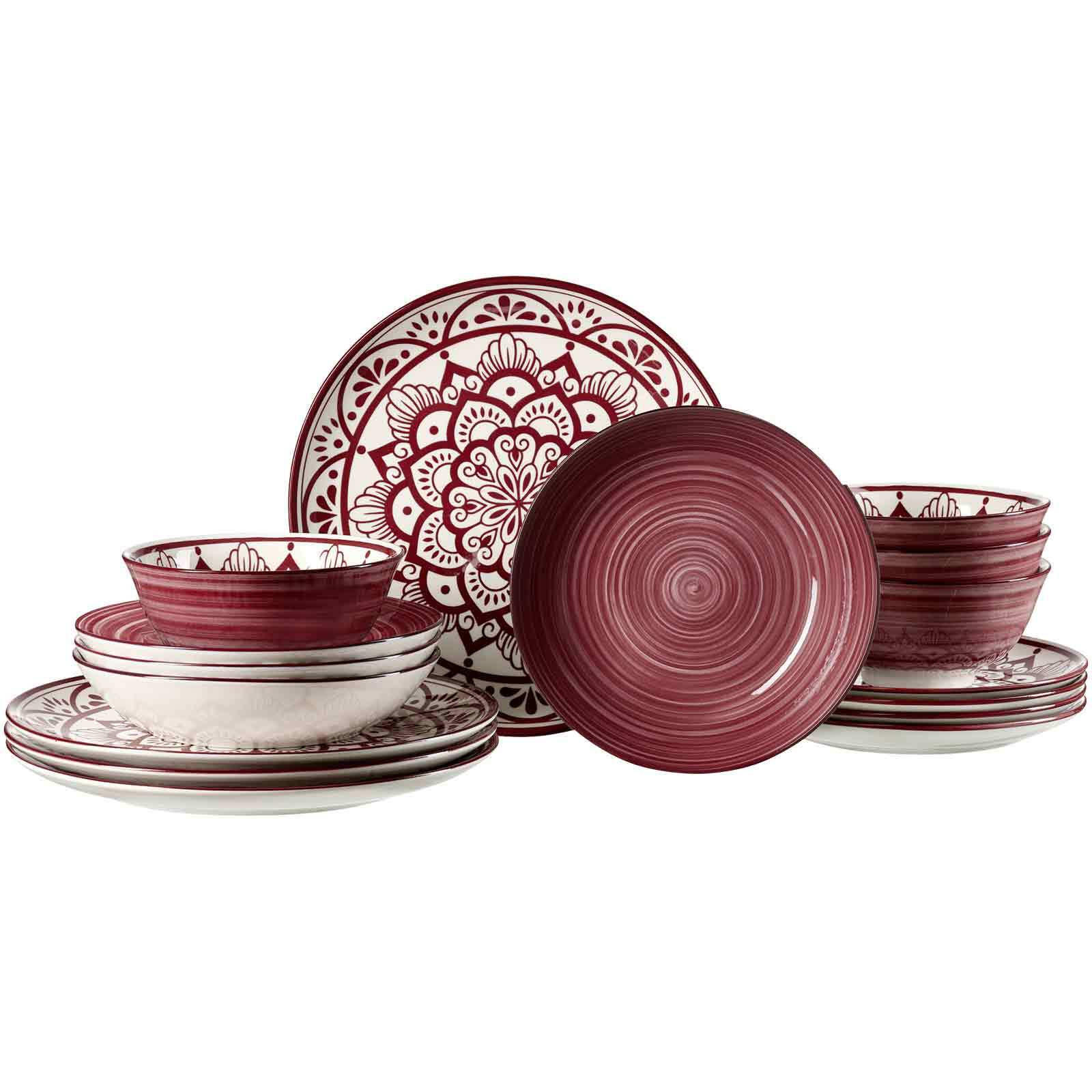 TAFELSET Doha Burgund 16er Set - Rot, Keramik (1/1/1cm) - Ritzenhoff Breker