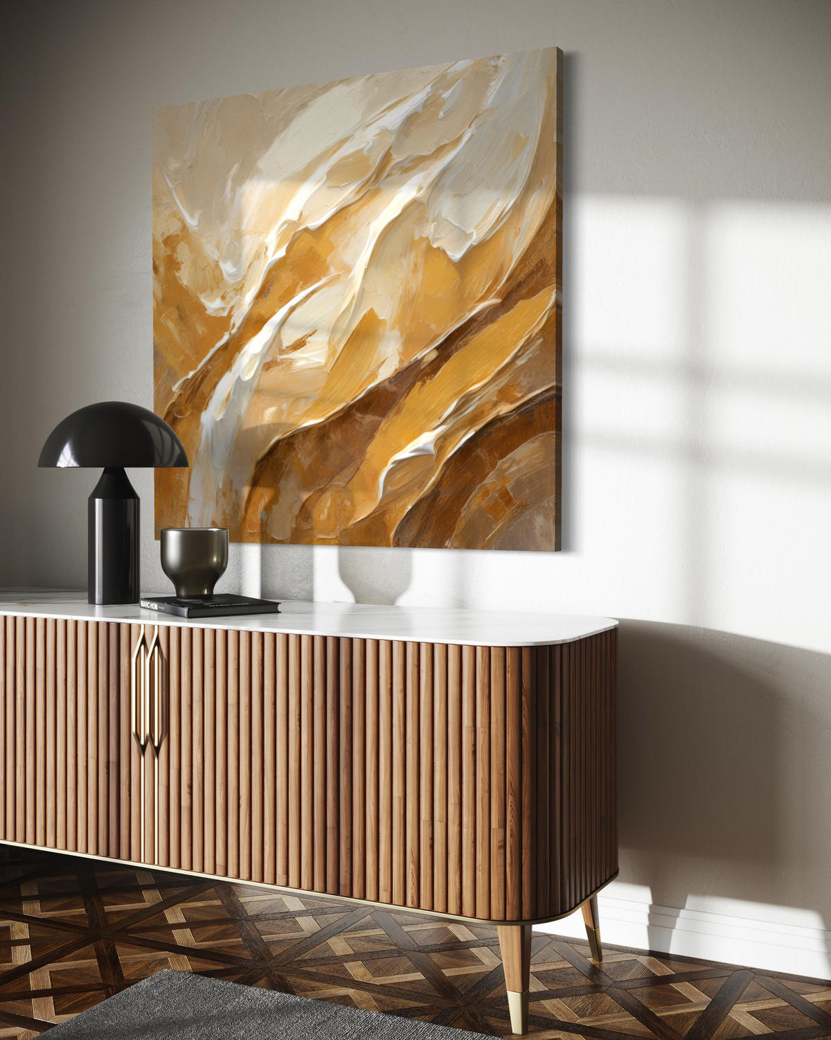 WANDBILD beige abstrakte textur - Beige, Textil (50/50cm) - Feeby