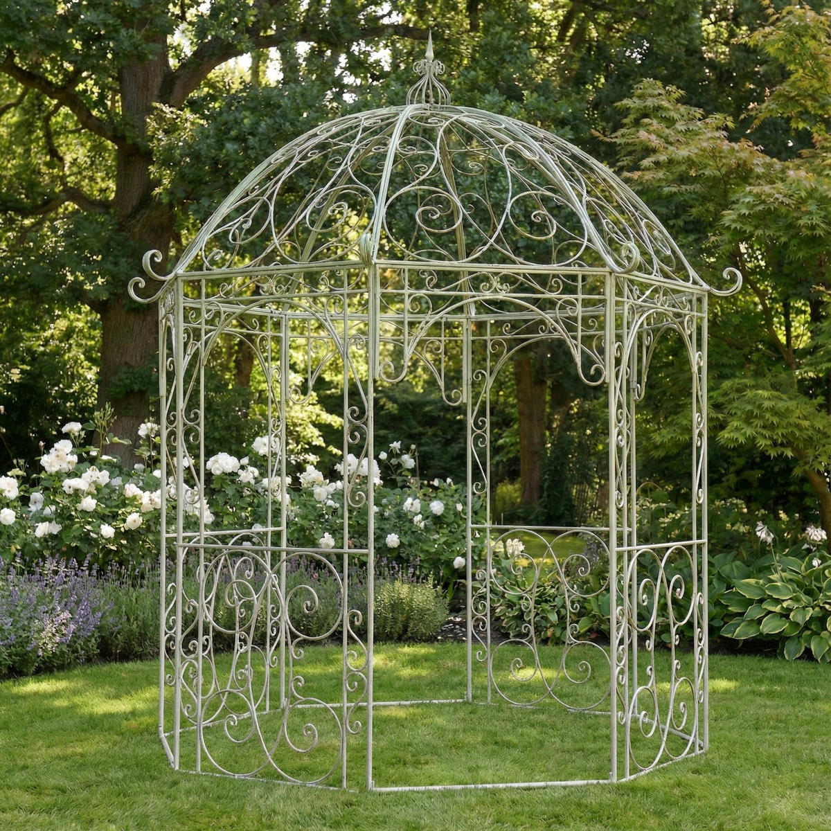 PAVILLON Liv Antik 284x263x313cm Metall Antik-Grün Gartenpavillon - Grün, Metall (284/313/263cm) - DELUKE