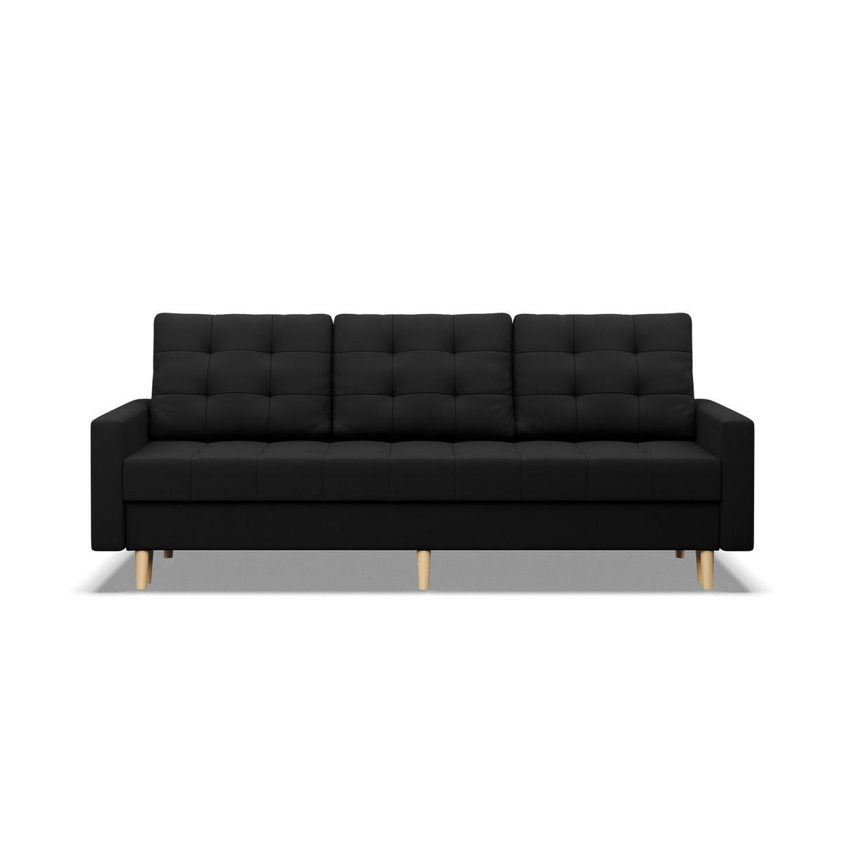 SOFA 3-SITZER MIT SCHLAFFUNKTION ELMA, Schwarz - Schwarz, Textil (212/88/92cm)