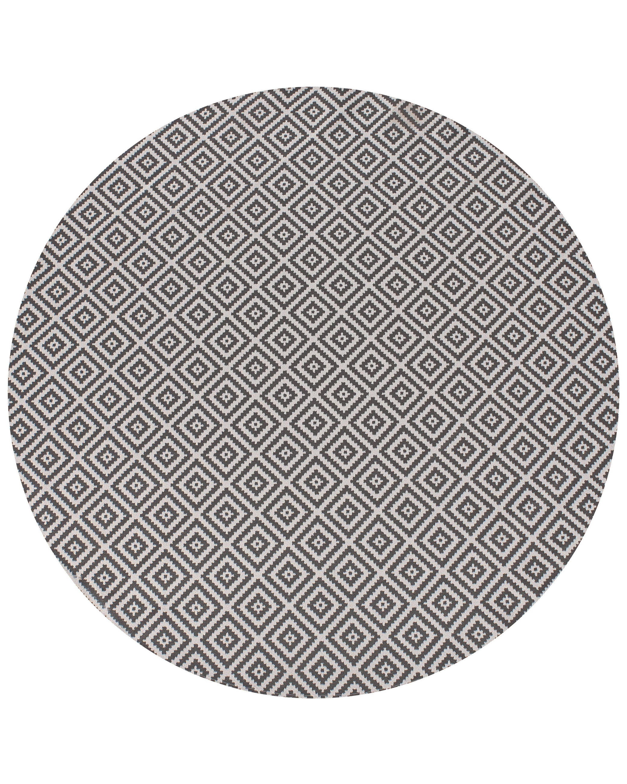 Beliani Outdoorteppich Dunkelgrau, Weiß 160x160 cm