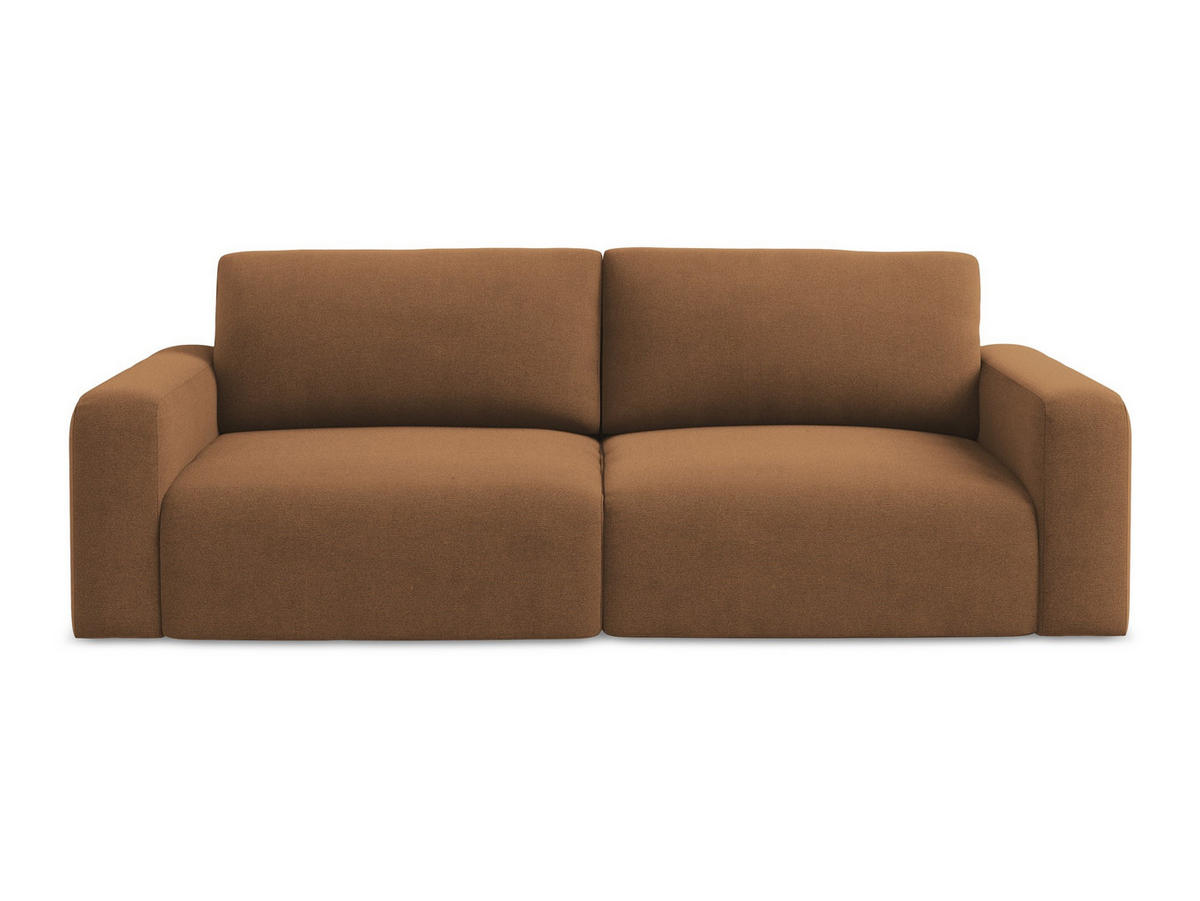 3-SITZER SOFA mit Schlaffunktion Strukturstoff Stoff Orange - Beige/Terra cotta, Kunststoff/Textil (244/79/102cm) - Makamii