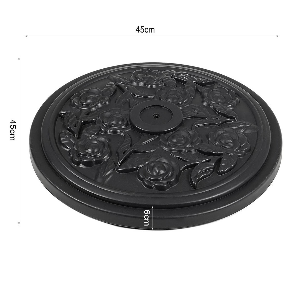 SONNENSCHIRMFUSS aus Kunststoff mit dekorativem Blumenmuster Schwarz wetterfest und standfest ohne Befüllen Ø45 × 25 cm 10 kg - Schwarz, Kunststoff/Metall (57/51cm) - Livingandhome