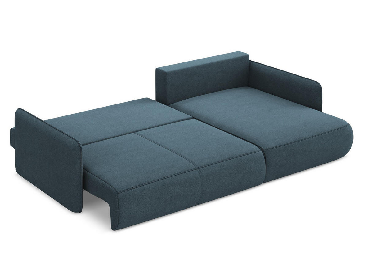 ECKSOFA mit Schlaffunktion Strukturstoff Stoff Blau - Blau/Blaugrau, Kunststoff/Textil (240/148cm) - Makamii