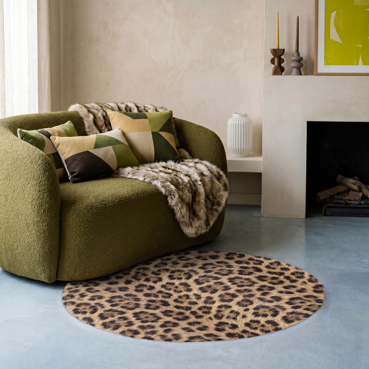 TEPPICH - Leopard - Mantel - Klassisch - Braun - 90x90 cm - Braun, Kunststoff/Textil (90/0.4cm) - OnlyWow