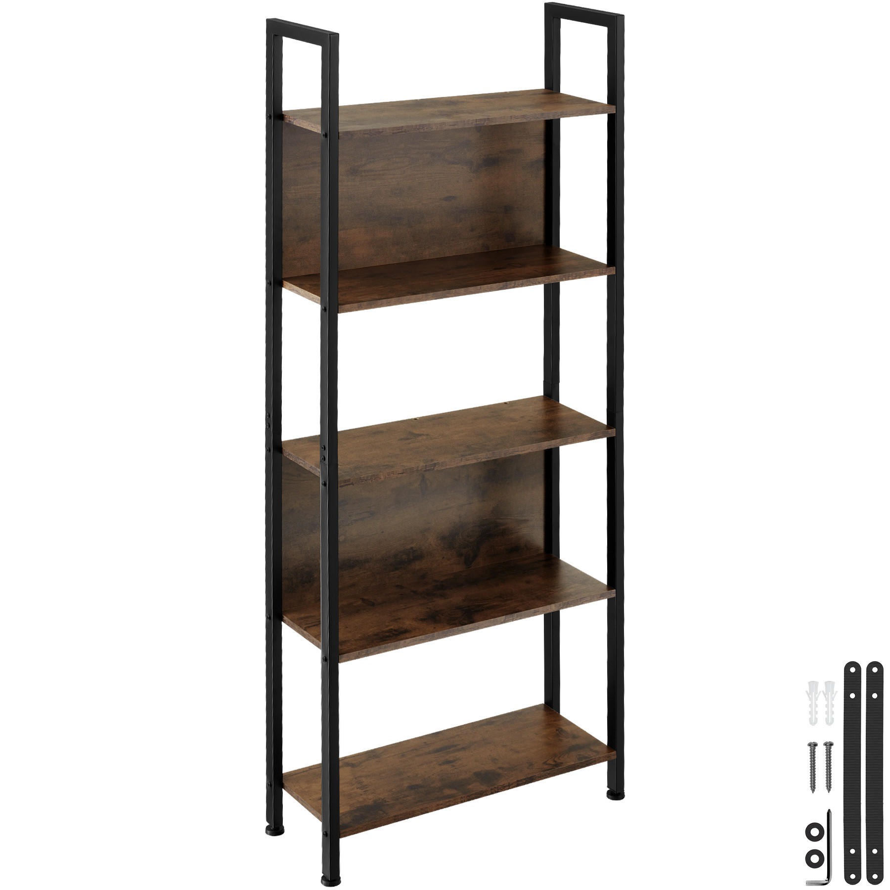 REGAL Westport,inklusive Kippschutz, 62 x 24 x 165,5 cm,Industrial Holz dunkel, rustikal - Rostfarben, Holzwerkstoff (24/165.5/62cm) - tectake