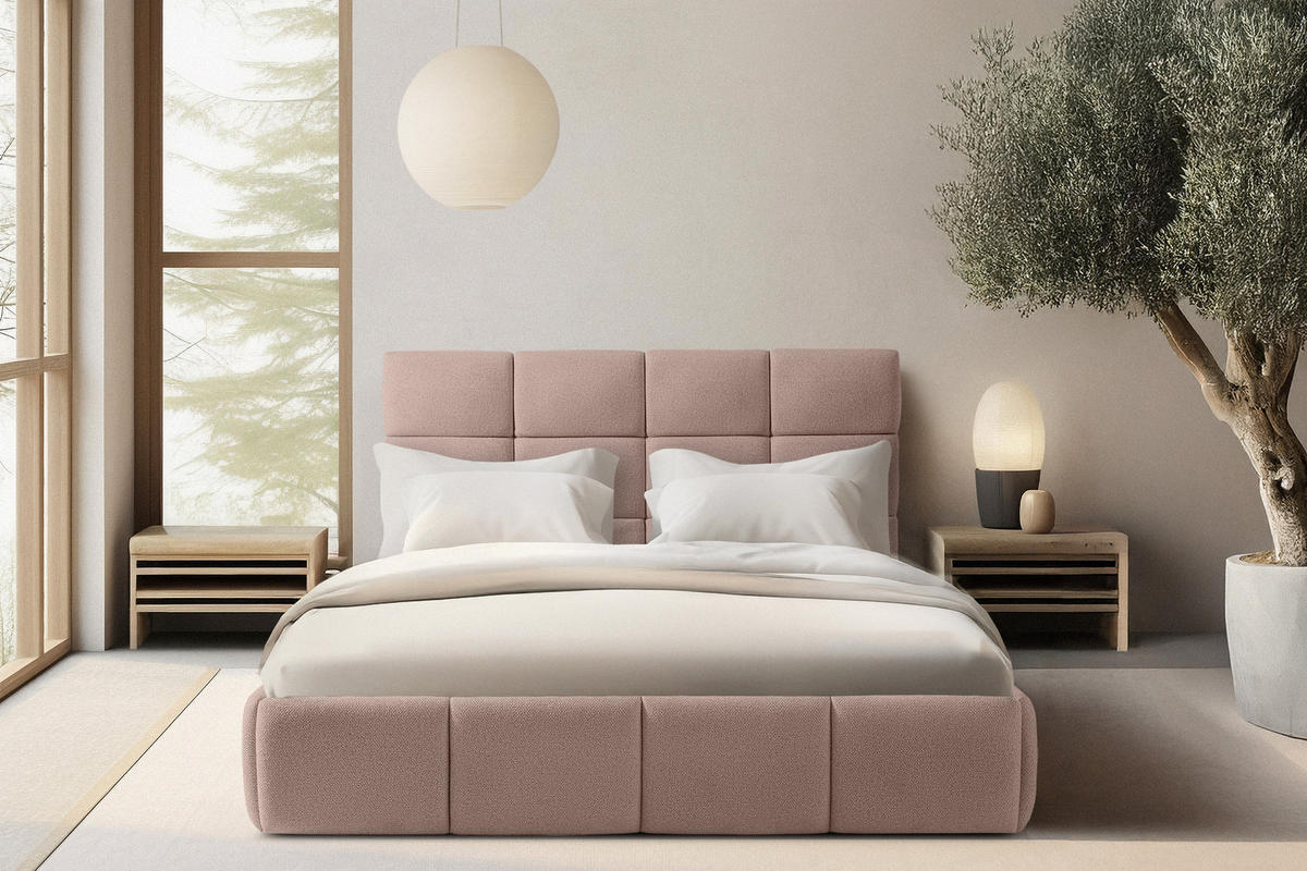 POLSTERBETT ALTOS Bouclé, rosa - Rosa, Holz/Holzwerkstoff (140/200cm) - KONSIMO®