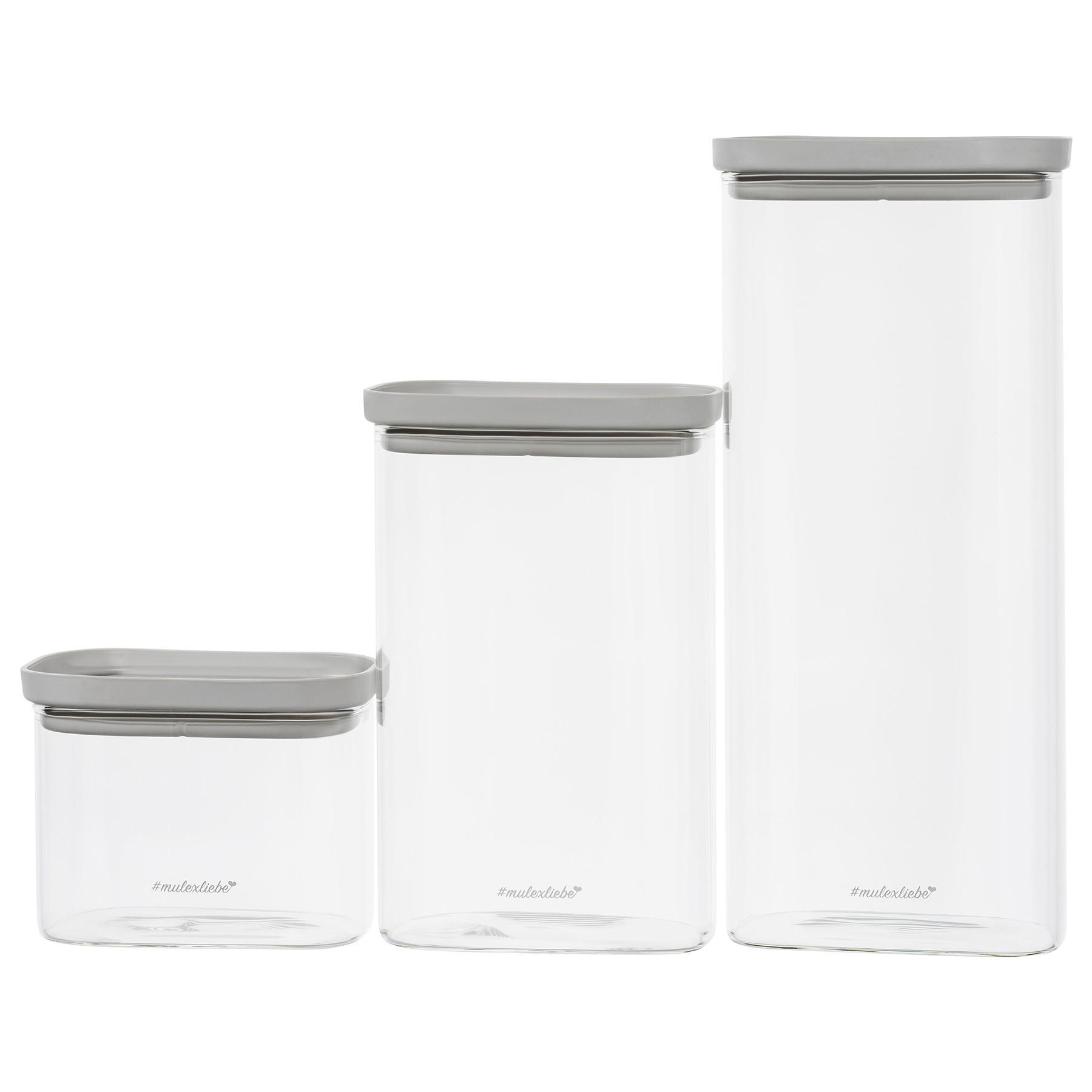 VORRATSGLÄSER LIDKÖPING 3-er Set grau - Grau, Glas (15/34/15cm) - Mulex