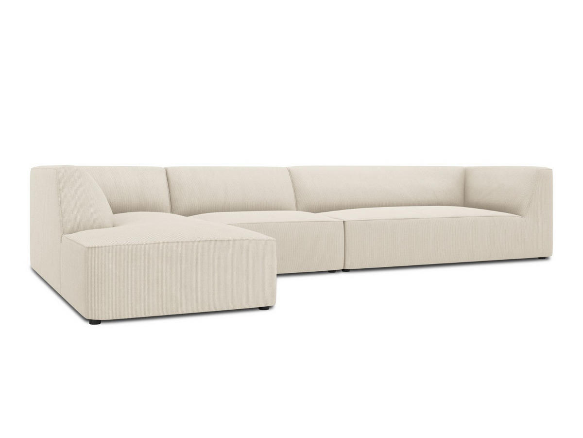 ECKSOFA links Ruby aus Cord leichtes beige 5 Sitzplätze - Creme, Textil (180/366cm) - Micadoni