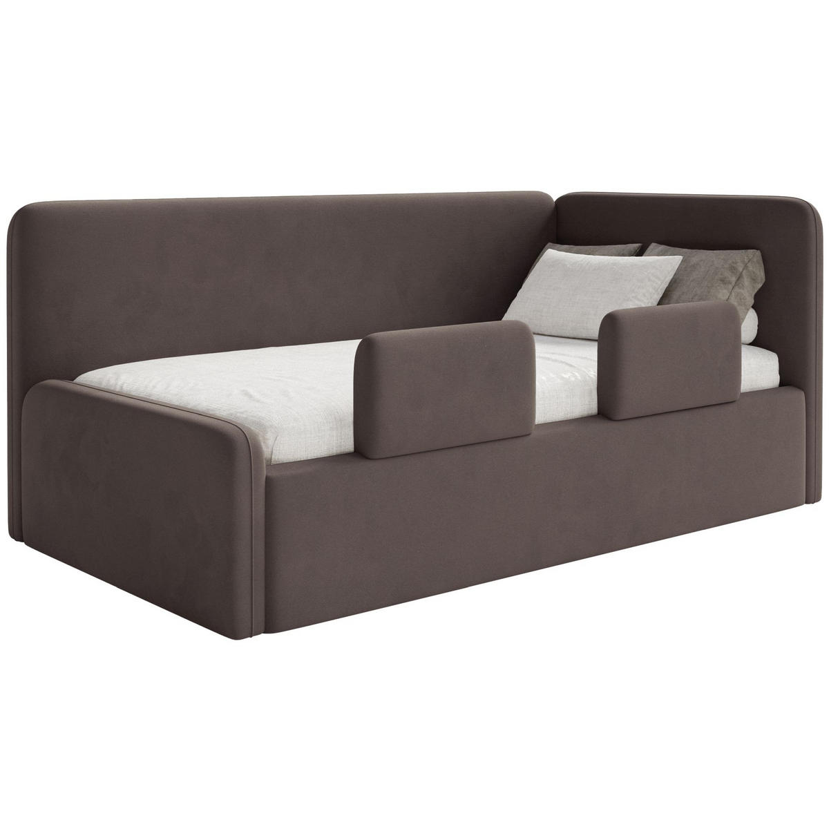 KINDERBETT Fanko Samt Braun 90x200 cm - Schwarz/Braun, Kunststoff/Textil (90/200cm) - Selsey