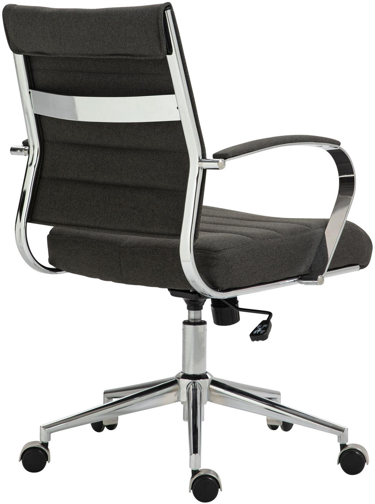 DREHSTUHL Stoff Dunkelgrau - Chromfarben/Dunkelgrau, Leder/Textil (57/90/62cm) - CLP