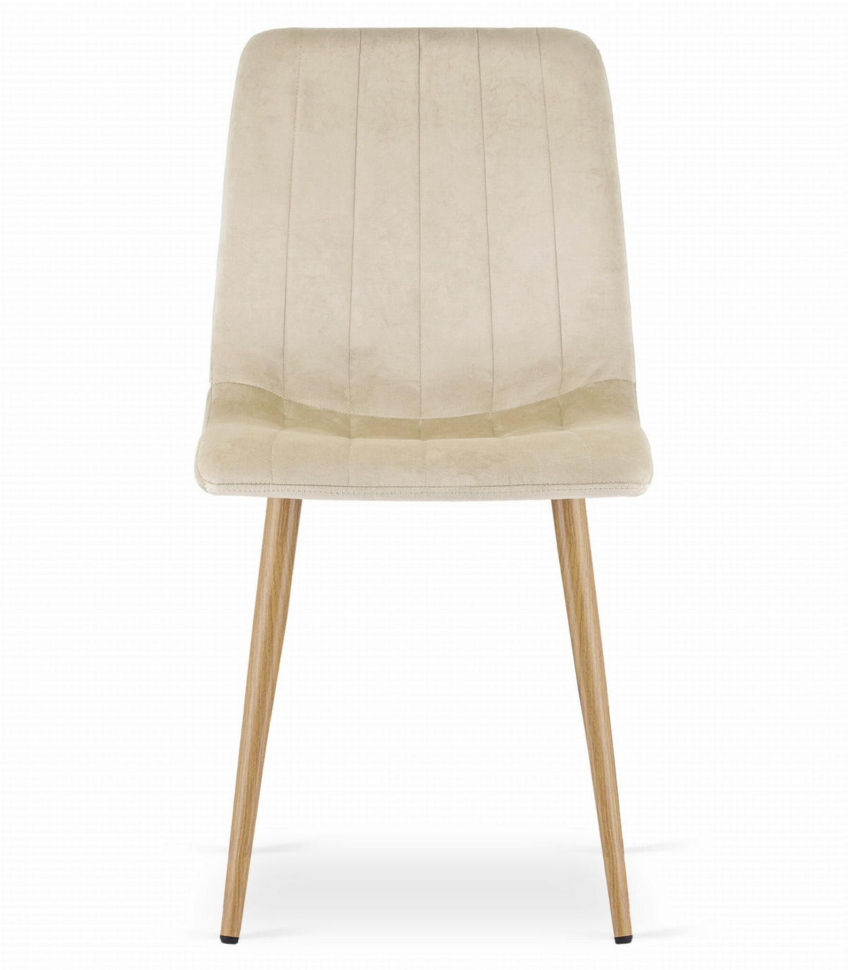 ESSZIMMERSTUHL Velours Hellbeige, gepolsterte Sitzfläche, Metallfüße in Holzoptik, Modernes Design - Beige, Textil (46/86/56cm) - Best For Home