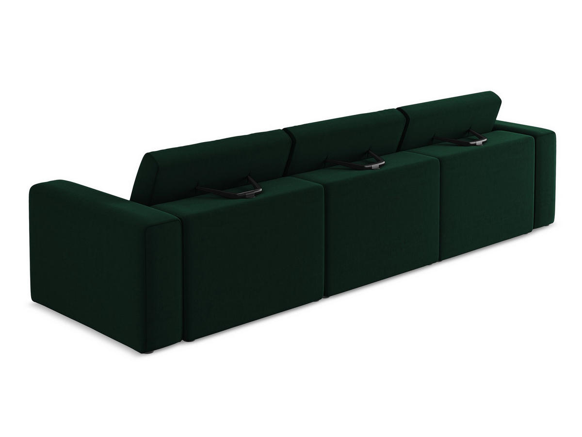 4-SITZER-SOFA Samt Stoff Grün - Blau/Dunkelgrün, Kunststoff/Textil (314/80/103cm) - Makamii