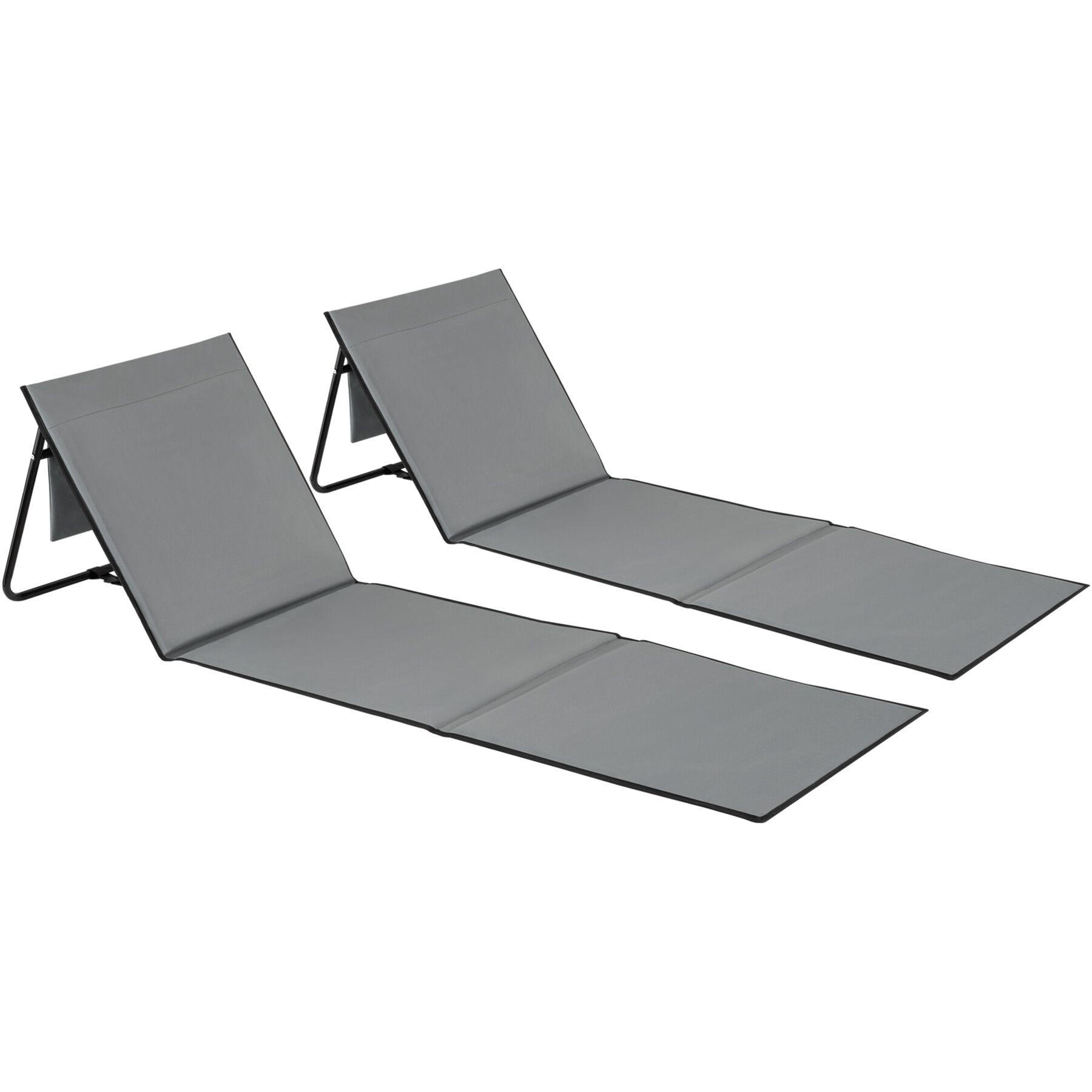 STRANDMATTE 2er Set Mina,inkl. Aufbewahrungstasche,grau/blau - Blau/Grau, Kunststoff (52.5/1.7/157cm) - tectake