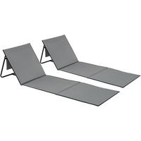STRANDMATTE 2er Set Mina,inkl. Aufbewahrungstasche,grau/blau - Blau/Grau, Kunststoff (52.5/1.7/157cm) - tectake