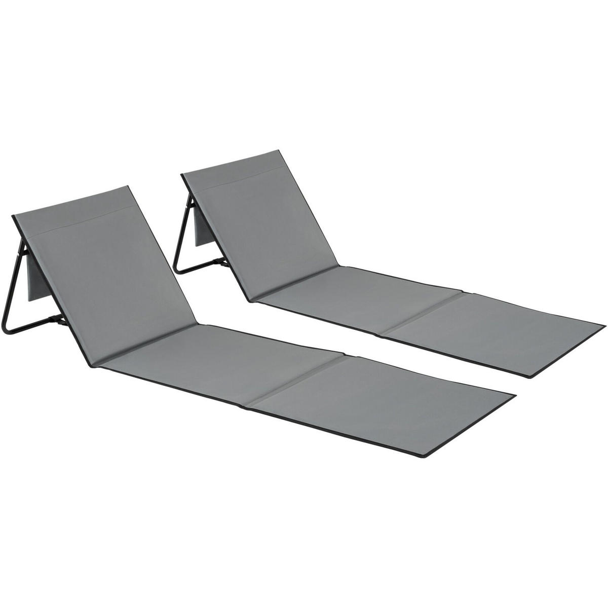 STRANDMATTE 2er Set Mina,inkl. Aufbewahrungstasche,grau/blau - Blau/Grau, Kunststoff (52.5/1.7/157cm) - tectake