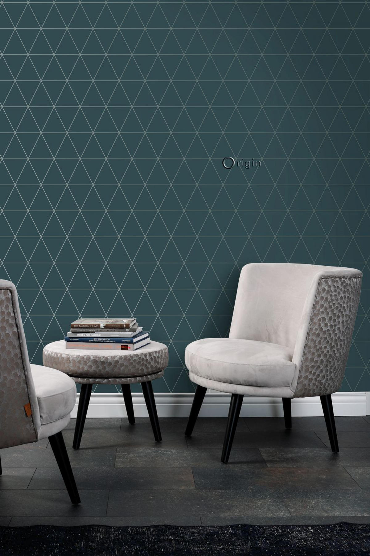 TAPETE grafische Dreiecke 53 cm x 10.05 m - Blau, Papier (53/1000cm) - Origin Wallcoverings