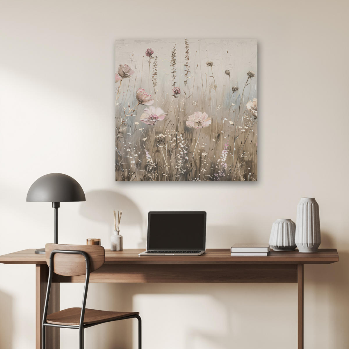 AKUSTIKBILD Blumen - Rosa - Modern - Beige Akustikpaneele 80x80 cm - Beige, Kunststoff (80/80/0.9cm) - MuchoWow