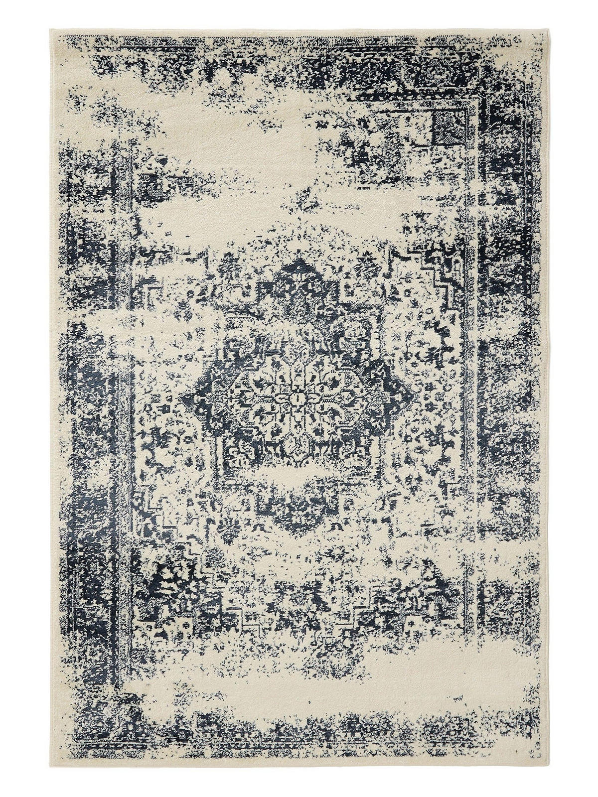 VINTAGE-TEPPICH Suki 160/230 cm - Blau/Creme, Kunststoff (160/230cm) - benuta