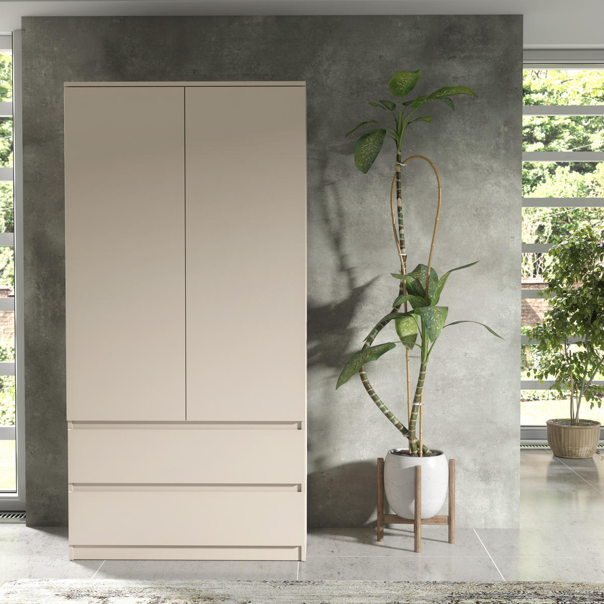 KLEIDERSCHRANK mit Schubladen 90x50x180 cm Kaschmir - Kaschmir, Holzwerkstoff (180/90/50cm) - MebLocker