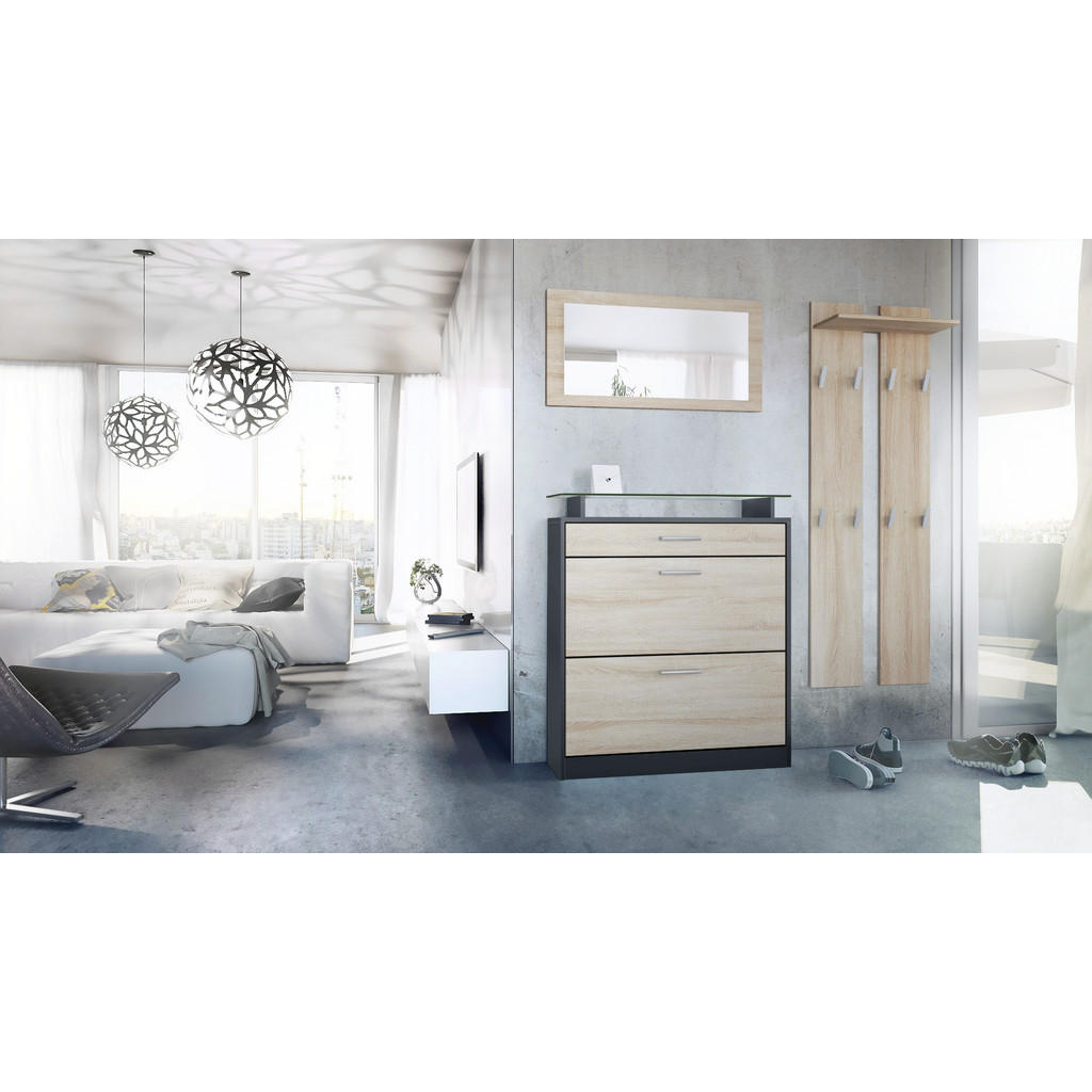 Thumbnail - Vladon Garderobe, Eiche San Remo, Holzwerkstoff, 180x200x23 cm, Garderobe, Garderoben-Sets & Serien, Garderoben-Sets