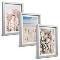 BILDER SET 3er Set - 20x30 cm Silberner Rahmen - Strandmuscheln Seegras - Silberfarben, Kunststoff (20/30cm) - TULUP